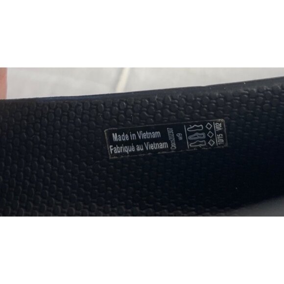 Crocs Womens Black Ballet Flats Gold Stripe Slip-On Shoes Size 9 Cap Toe Comfort - Picture 5 of 7